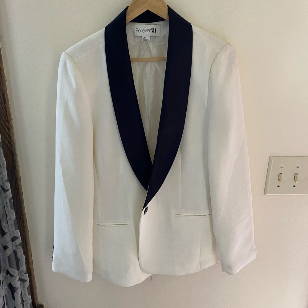 White and black blazer